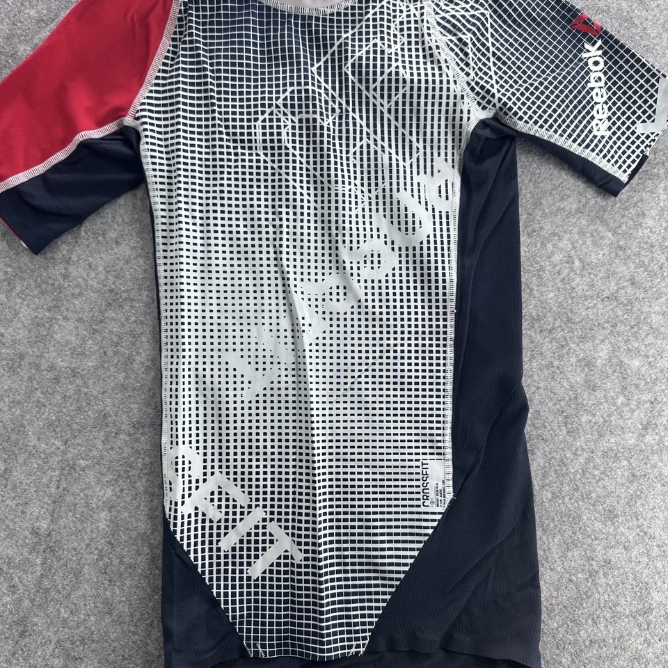 Camisa Reebok CrossFit Mujer Pequeña Azul Marino Gris Rojo Compresión Entrenamiento SS Foto 3 de 4