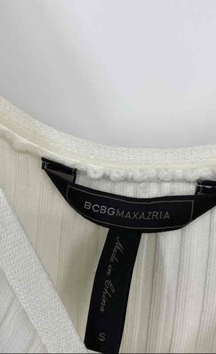 BCBGmaxazria Womens White Long Sleeve V-Neck Knitted Blouse Top Size S - Picture 3 of 6