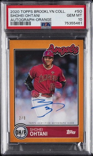 2020 TOPPS BROOKLYN COLL AUTOS ORANGE #SO SHOHEI OHTANI 2/8 PSA 10 AUTO