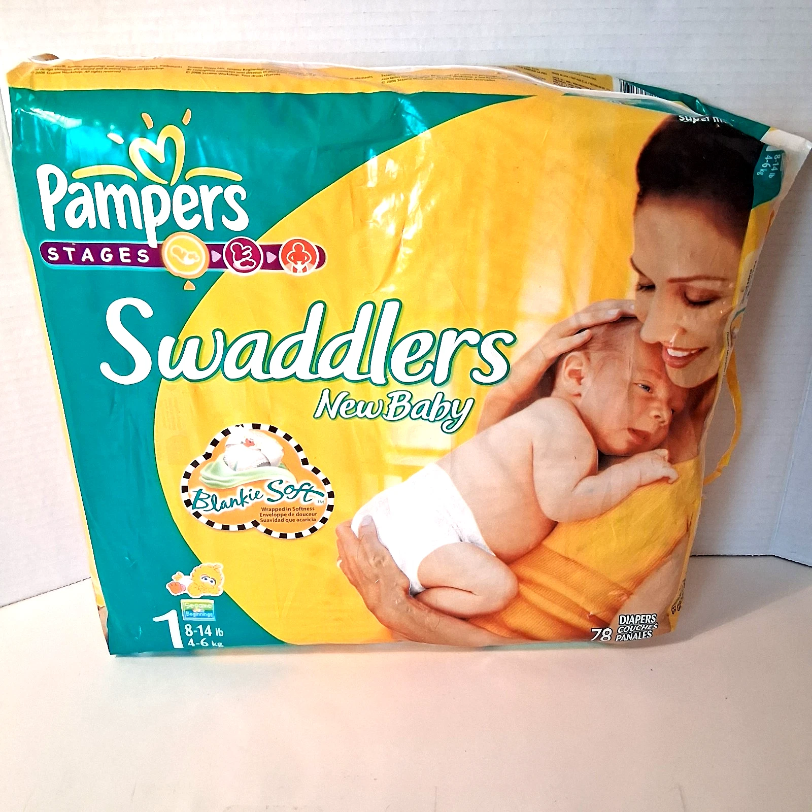 2009 Pampers Stages Swaddlers New Baby Diapers Super Mega 78 Count NOS