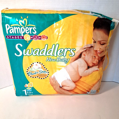 2009 Pampers Stages Swaddlers New Baby Diapers Super Mega 78 Count NOS