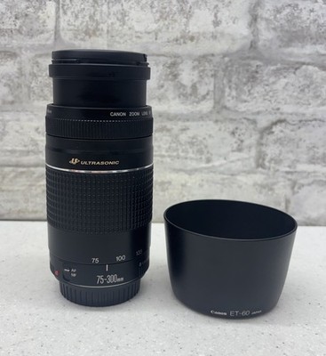 Canon EF 75-300mm f/4-5.6 III USM Telephoto Zoom Lens + Canon ET-60 Hood 58mm