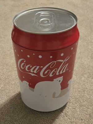 Coca-Cola Polar Bears Design 10½'' Tall Embossed Collectible Metal Tin w/Lid    