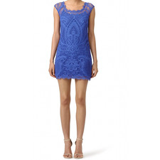nicole miller atelier women small dress mini sleeveless blue lace