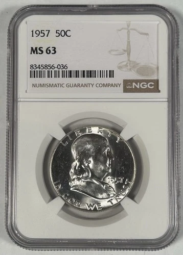 1957 Franklin Half Dollar Coin NGC MS 63
