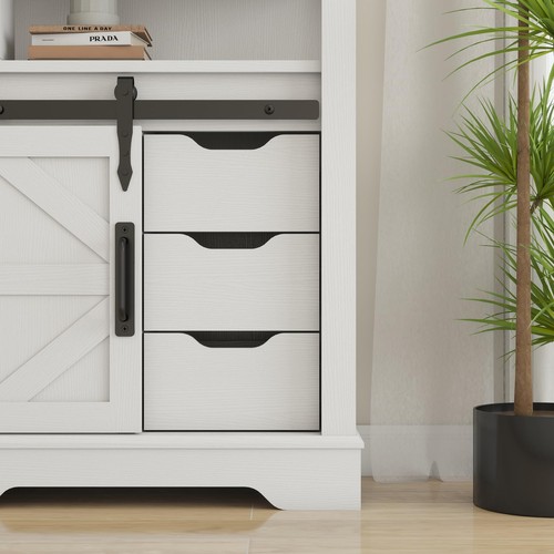 Farmhouse Bathroom Floor Cabinet, Sliding Barn 3 Drawers & 1 Door Freestandin... - Picture 6 of 7