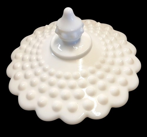 Hobnail Milk Glass Pedestal Candy Dish Bowl With Lid PM08 K - Picture 4 of 9
