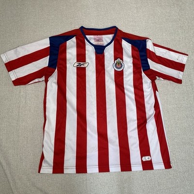 Vintage Reebok Chivas De Guadalajara Jersey Men XL Red White Striped Futbol Kit
