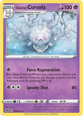 Galarian Cursola (118/264) Reverse Holofoil Rare NM SWSH08 SWSH08: Fusion Str...