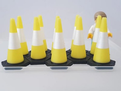 10x Verkehrskegel Maßstab 1:24 gelb/weiß 39mm hoch 3D gedruckt
