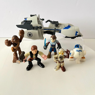 Star Wars Galactic Heroes C3PO Han Solo R2D2 Chewie Anakin w Speeder Bike Lot 6