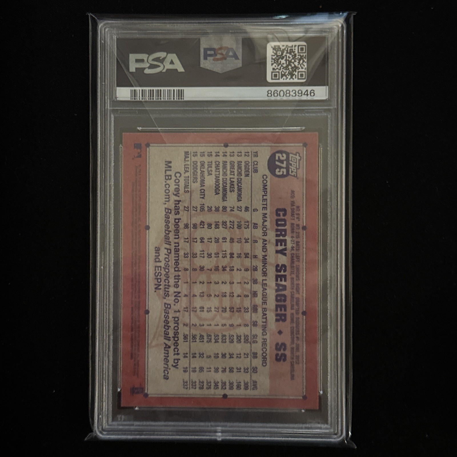 2016 Topps Archives Corey Seager #275 PSA 10 Rare view 2