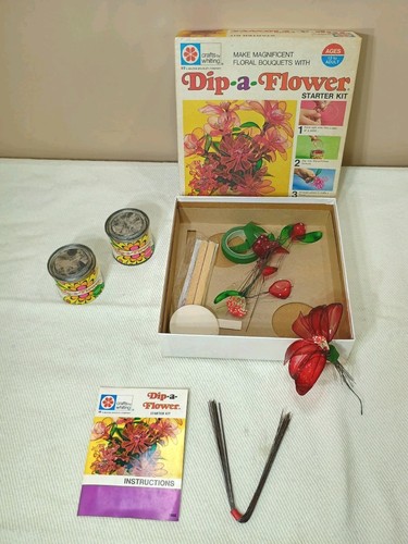 Vintage Milton Bradley Retro 70’s DIP-A-FLOWER Artist Whiting Craft Starter Kit