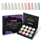 Hema Free Solid Gel Nail Polish 12 Colours Soak off U V LED Solid Cream Gel Poli