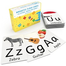 Magnetic Big Alphabet ABC Picture Flash Cards. 26 Sturdy Large Letters with F...