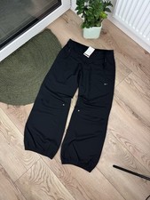 Vintage NIKE Nylon Windbreaker Zip Ankle Black Pants Women s L NEW