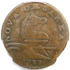 1787 M 30-L R-4 PCGS F 12 No Sprig Above, Deep Chest New Jersey Colonial Copper