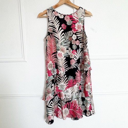 Armani Collezioni Dress Womens Four 4 Pink Black Tiered Asymmetric Hi Low Silk - Picture 6 of 12