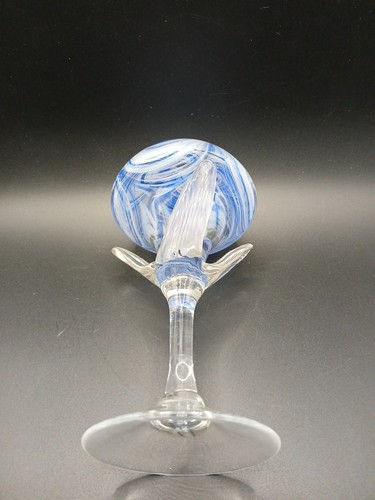 Vtg. Royal Limited Crystal Perfume Bottle. Blue Swirl Art Glass. 10" Tall. - Picture 5 of 10