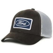 Licensed Ford Baseball Style Hat, Patch Design, Mesh Back, Adult, Dark Brown