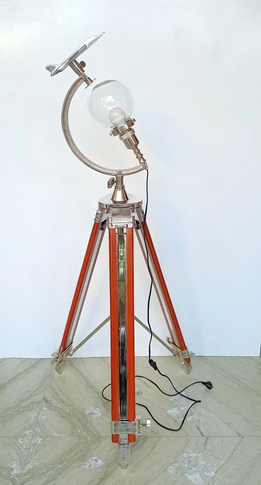 Thanksgiving Floor Lamp Vintage Style Tripod Lamp Glass Ball Big Lamp Airplane. - Image 2 of 4