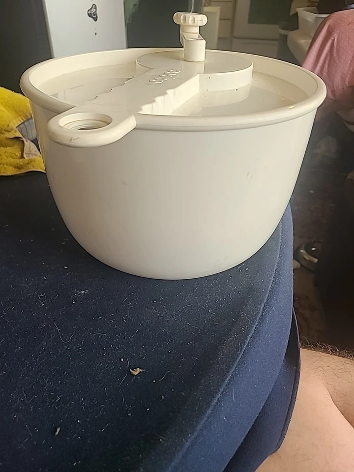 Spinner de ensalada vintage Copco diseño 604: Sam Lebowitz EE. UU. utensilios de cocina blanco Foto 2 de 4