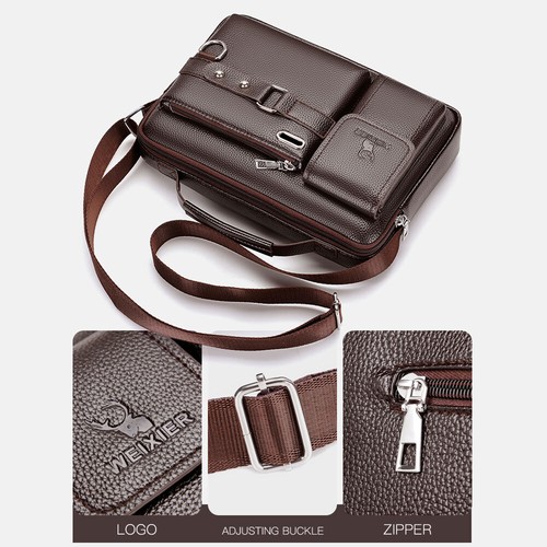 Mens Leather Business Handbag Crossbody Bag Shoulder Bag Briefcase Messenger Bag - Picture 7 of 15