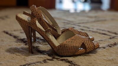 Authentic Yves Saint Laurent Rive Gauche Snakeskin Slingback Heels   Size 9.5