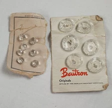 Vintage New Glass Buttons On Paper Backing Beutron Originals