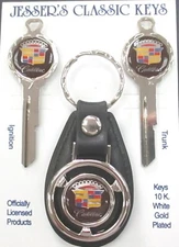 Brown Cadillac B-10 Classic Crest White Gold Deluxe Key Set 1936-1965 NOS Keys
