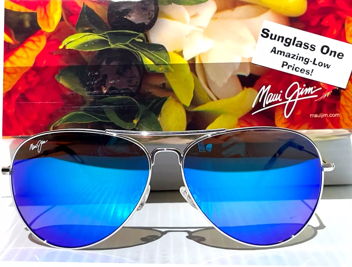 NEW Maui Jim MAVERICKS Silver POLARIZED Hawaii Blue Lens Sunglass B264 17