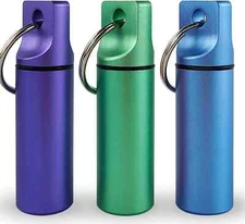 Keychain Medicine Pill Box Case Bottle Holder Waterproof Metal Container 3 Pcs