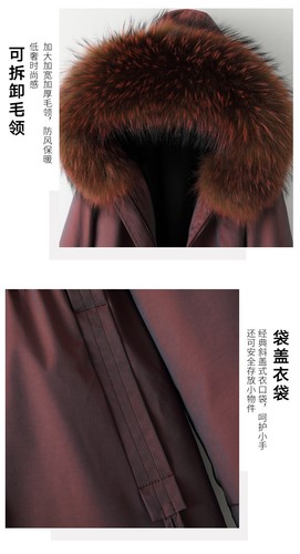 Womens Real Fox Fur Collar Mid Long Parka Rex Rabbit Fur Lined Overcoat Coat Hot - Picture 23 of 27