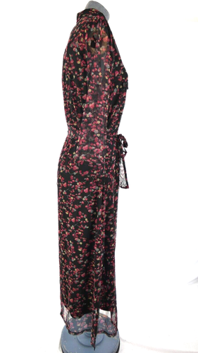 Mesh Dress Black Floral Shift Victoria Freebird Sheer Sleeve Midi Size S BNWT - Picture 6 of 15