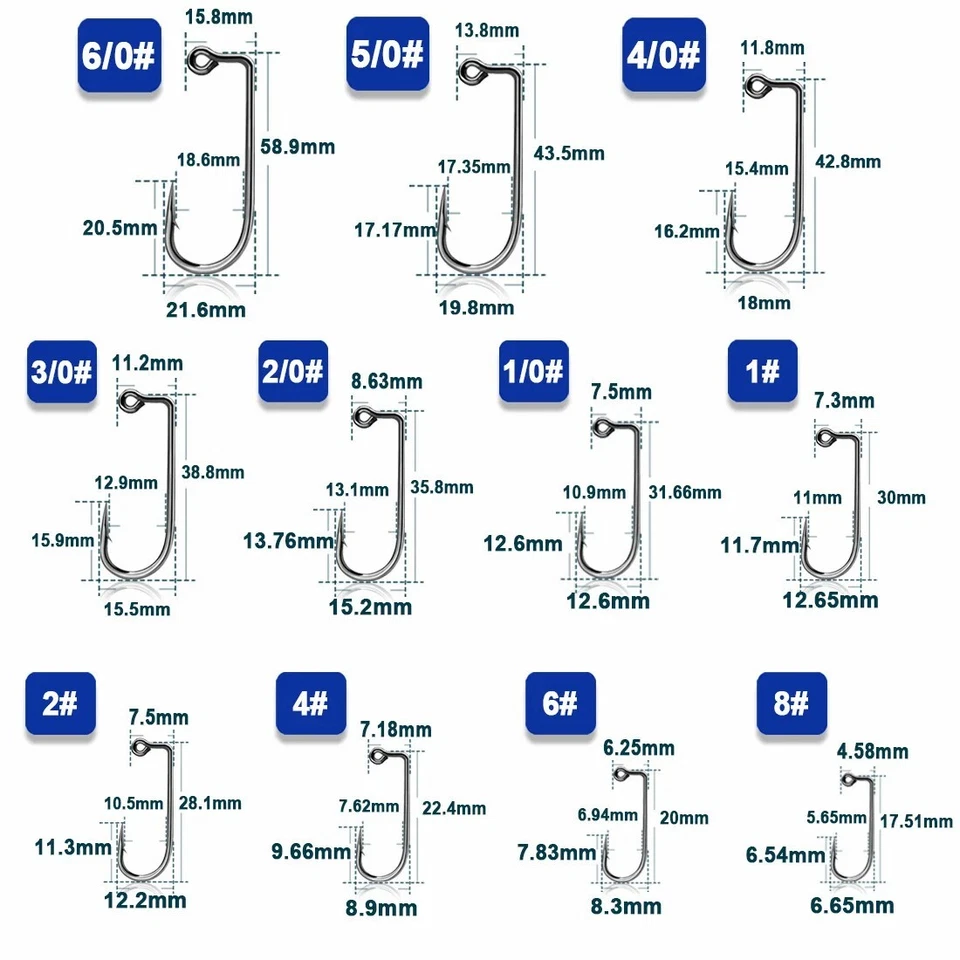 50~200Pcs Jig Hooks 90 Degree Aberdeen Heavy Wire Round Bend DIY Jig Head Tackle - Image 2 of 4