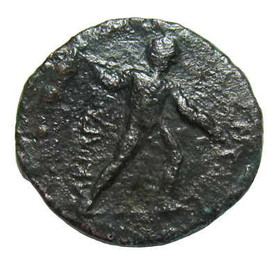 SICILY, AKRAGAS. AE 24, CIRCA 3rd CENTURY BC. APOLLO-NAKED WARRIOR.