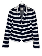 Gap Women Jacket The Academy Blazer 2-Button Lined Long Sleeve Black/White Sz.2