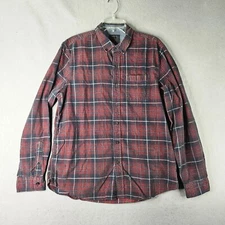Copper Oak Legacy Mens Corduroy Shirt Large Black Red Plaid Outdoors Rugged