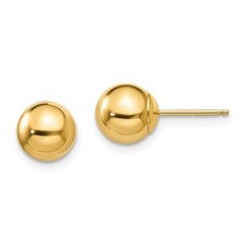 14k Yellow Gold Polished 7mm Ball Stud Earrings 0.39gm L-7mm, W-7mm
