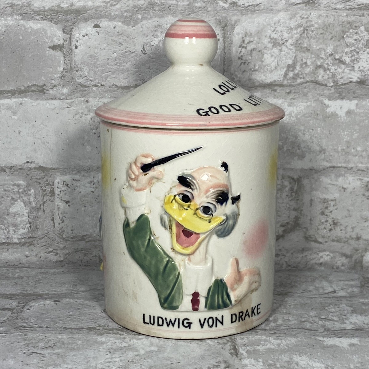 1961 Walt Disney Productions Lollipop Cookie Jar Mickey Mouse Dan