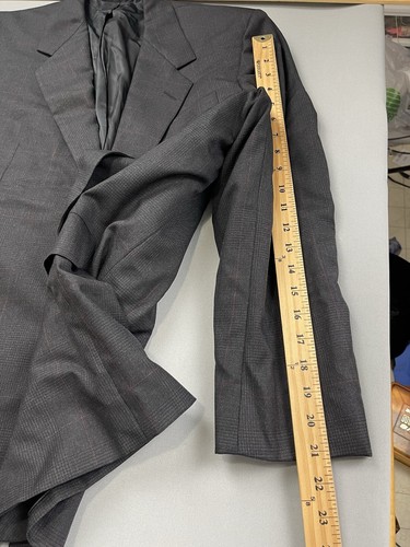 Hickey Freeman Mens Blazer 42R Dark Gray Glen Plaid Wool Sport Coat Two Button - Picture 10 of 12