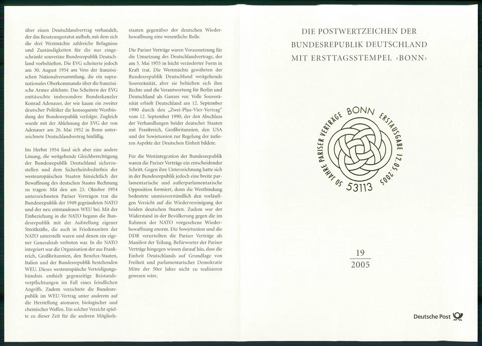 CARPETA POSTAL ALEMANA 2005/19 EUROPA CEPT PARIS-CONTRATO Foto 2 de 4