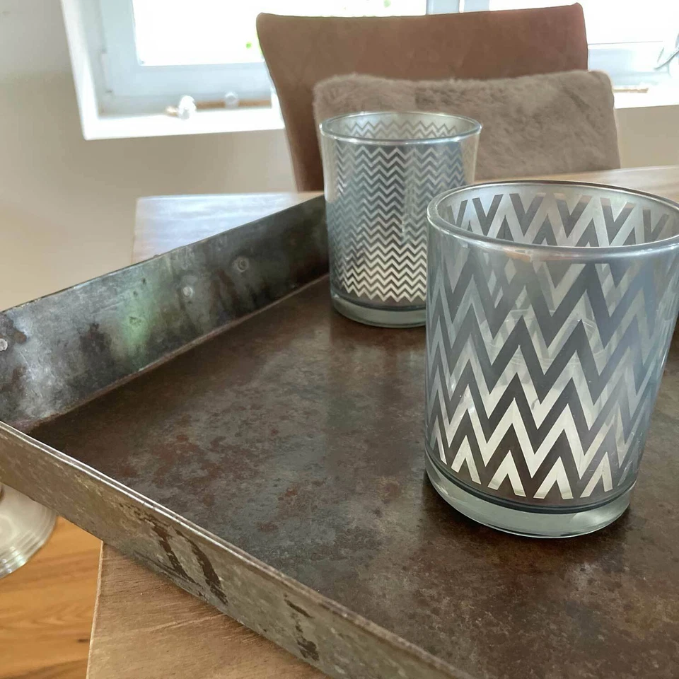 XL Vintage Metall Dehli Serviertablett ♻️ 53cm Unika Deko Tablett Backblech - Bild 4 von 4