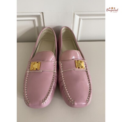 Authentic Louis Vuitton Pink Cream Patent Leather Lombok Loafer