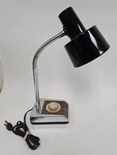 Vintage Gooseneck Desk Lamp Mobilite Taiwan Dimmer Knob MCM Adjustable Chrome
