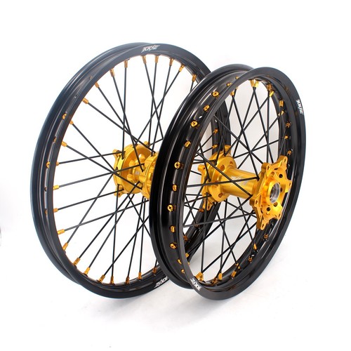 KKE 21/19 MX CNC Wheels Rim Set Straight Bolt On For SUZUKI RMZ250 450 2007-2024 - Picture 2 of 12