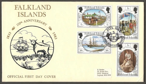 (AOP) Falkland Islands 1983 set of 11 on 3 registered FDC
