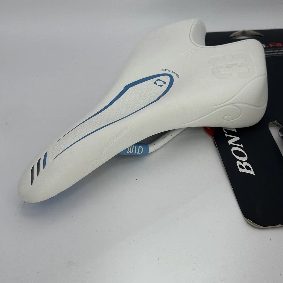 Sillín Bontrager inForm RL WSD 140 mm blanco con rieles huecos para mujer azul claro SS 233 g Foto 4 de 4