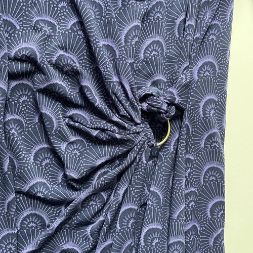 Laura Ashley Jersey Wrap Dress Uk 14 Purple Geometric Print Side Tie - Picture 7 of 18
