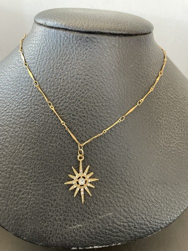 ancien Collier Flocon Étoile Des Neiges Pendentif plaqué or/7044V2 - Picture 2 of 5